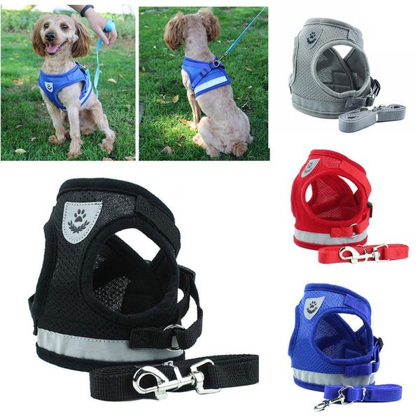 dog harness for chihuahua pug small medium dogs nylon mesh puppy cat harnesses vest reflective walking lead leash petshop collars & leashes